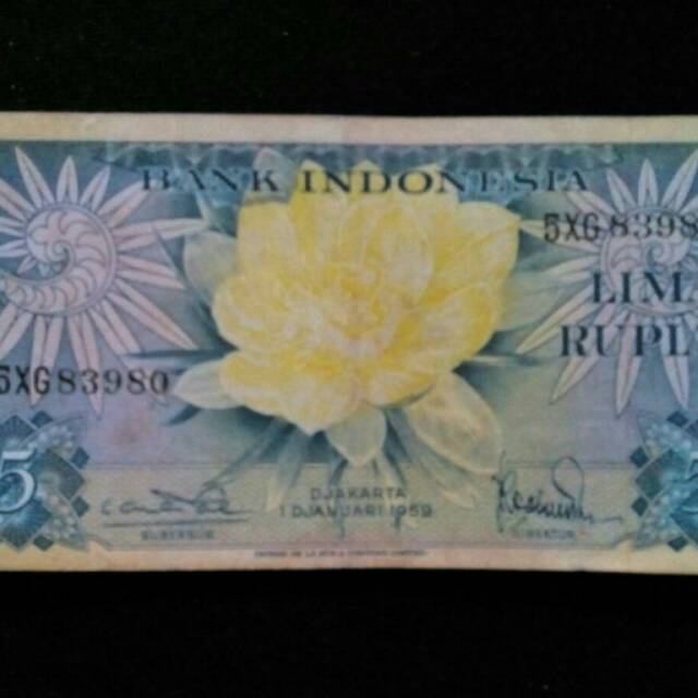 Uang Kuno 5 Rupiah Tahun 1959 Bunga