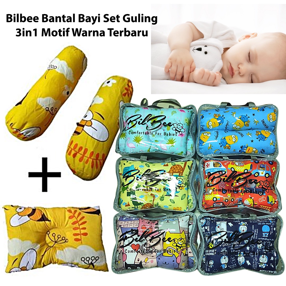 Bilbee Bantal Bayi Set Guling 3in1 Motif Warna Terbaru