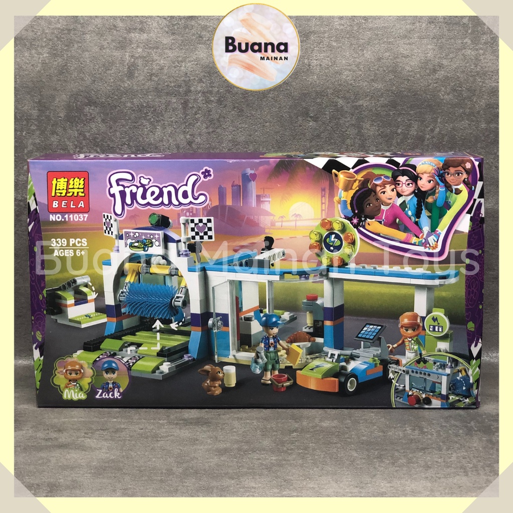 BRICKS FRIENDS PIT STOP CAR WASH MAINAN EDUKASI ANAK CEWE BLOCK RACING CAR FRIEND BRICK 11037