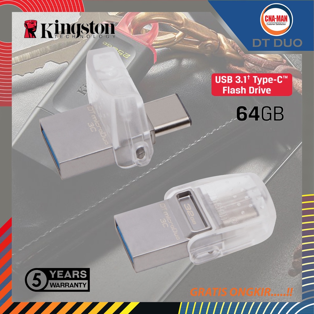 Kingston Flash Drive OTG Disk DTDUO3C 64GB USB 3.2 Garansi Flashdisk