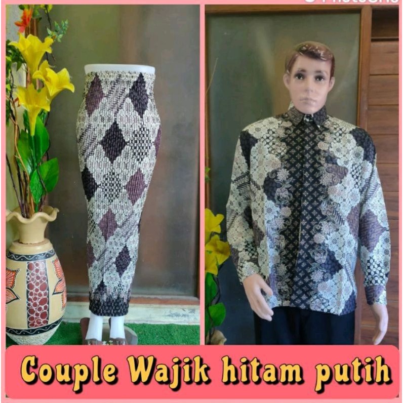 Couple sarimbit parang wajik hitam putih harga termurah best seller rok plisket premium kemeja batik