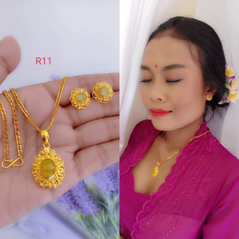 Kalung cantik kuningan lapis emas lksm