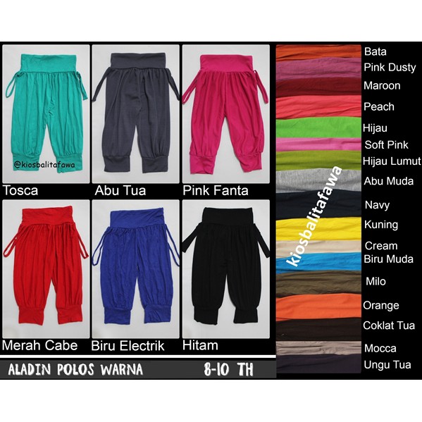 Aladin Polos uk 7-12 Tahun Celana Anak Perempuan Harian Pants Kids Murah Adem Motif Polos Panjang kiosbalitaaprilia