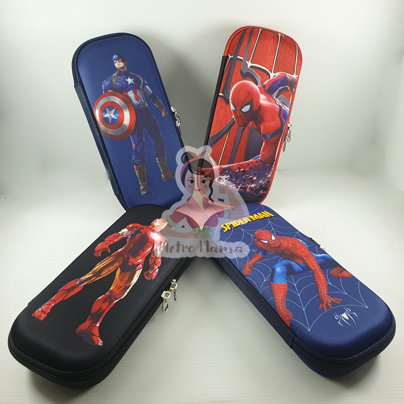 Kotak Pensil  Anak Laki Superhero Cowok 20cm Sekolah PAUD TK SD Spiderman Ironman