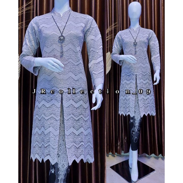 ( C O D ) Setelan Kebaya Tunik Brokat / Kebaya Retseting Depan BUSUI / Kebaya Modern / KEBAYA