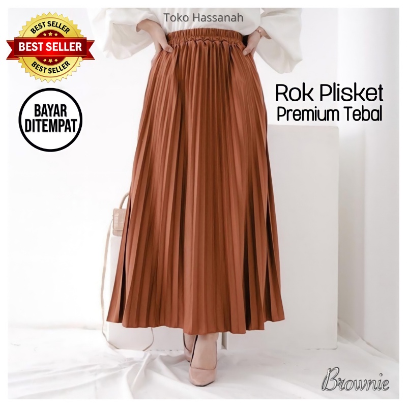 ROK PLISKET PREMIUM TEBAL - ROK WANITA TERBARU 2022 - ROK PANJANG SIZE FIT M-XL - HASSANAH SCARF