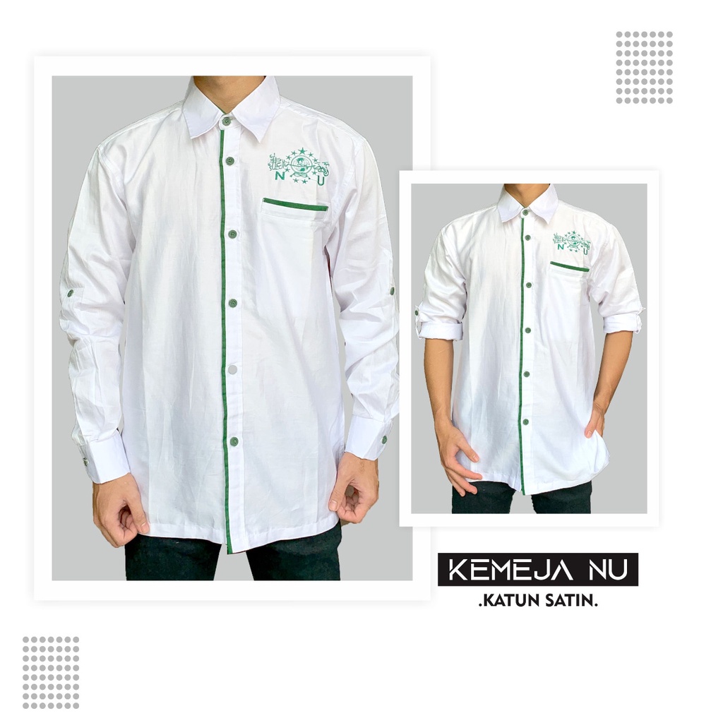 Kemeja NU Putih Lengan Panjang, Koko Ihsan, HEM Koko