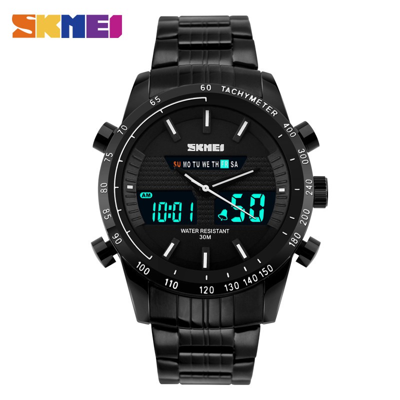 SKMEI 1131 Jam Tangan Pria Digital Analog Tali Stainless WATCHKITE WKOS