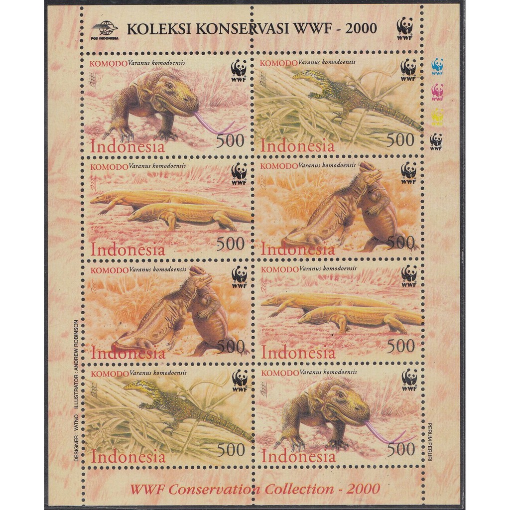 

Mini Sheet Indonesia seri Komodo WWF Tahun 2000
