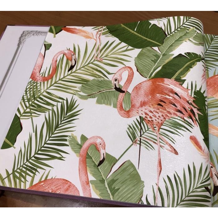Wallpaper Wallpaper Dinding Murah Flaminggo Daun Hijau Tropical