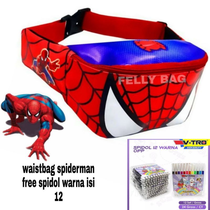 waistbag anak spiderman+spidol warna isi 12