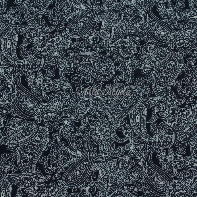 Katun Printed Motif Paisley Putih Bunga Abstrak (Navy)(Alta Moda)*
