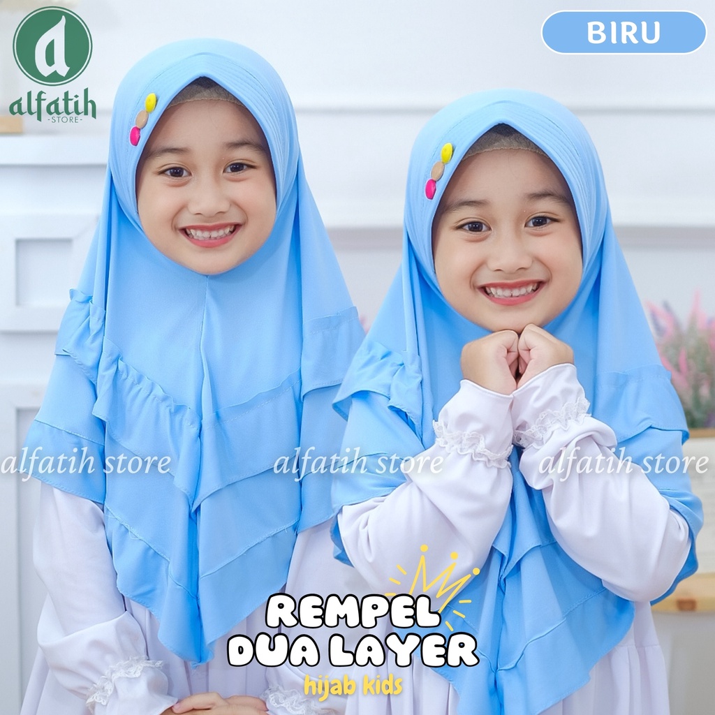 ALFATIH STORE / Jilbab Anak Rempel 2 layer / Kancing 3 Jersey / Jilbab Anak Murah teni