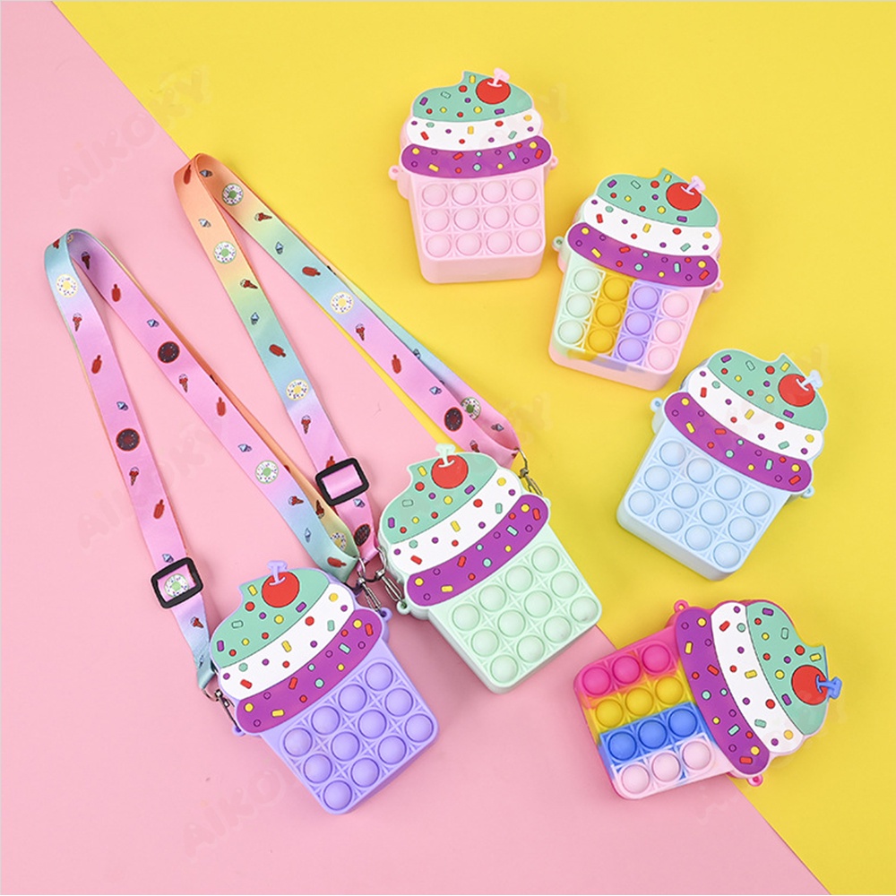 Aikoky Tas selempang anak perempuan/Tas anak pop it ice cream