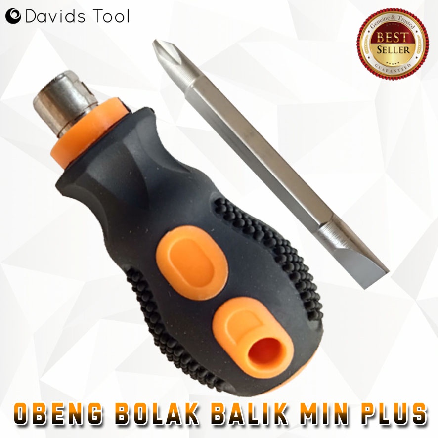 Obeng Bolak Balik Plus Minus Kecil Mini Cebol 2 Inch Karet