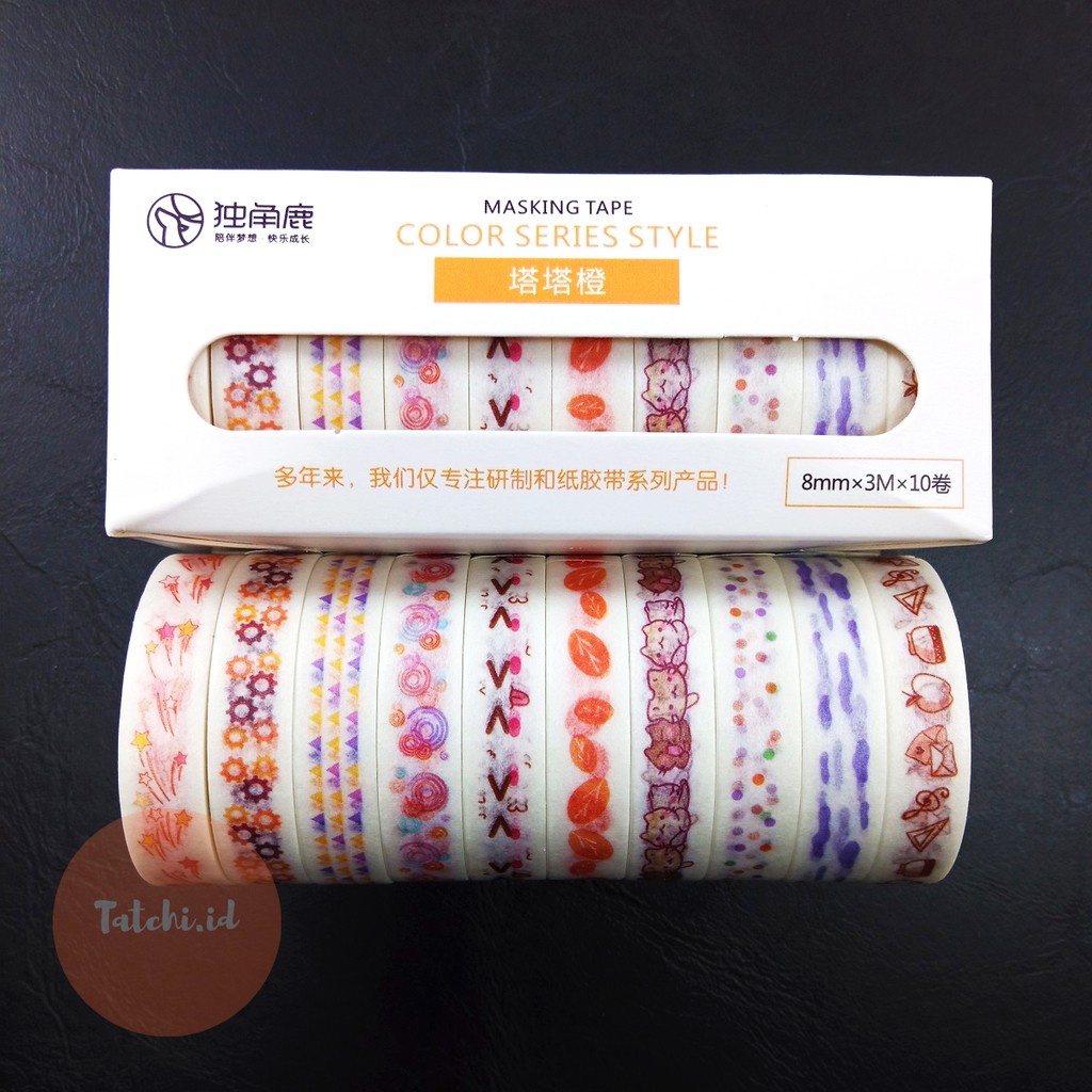 

Color Series Style Orange Washi tape/ Masking tape/ Selotip Motif