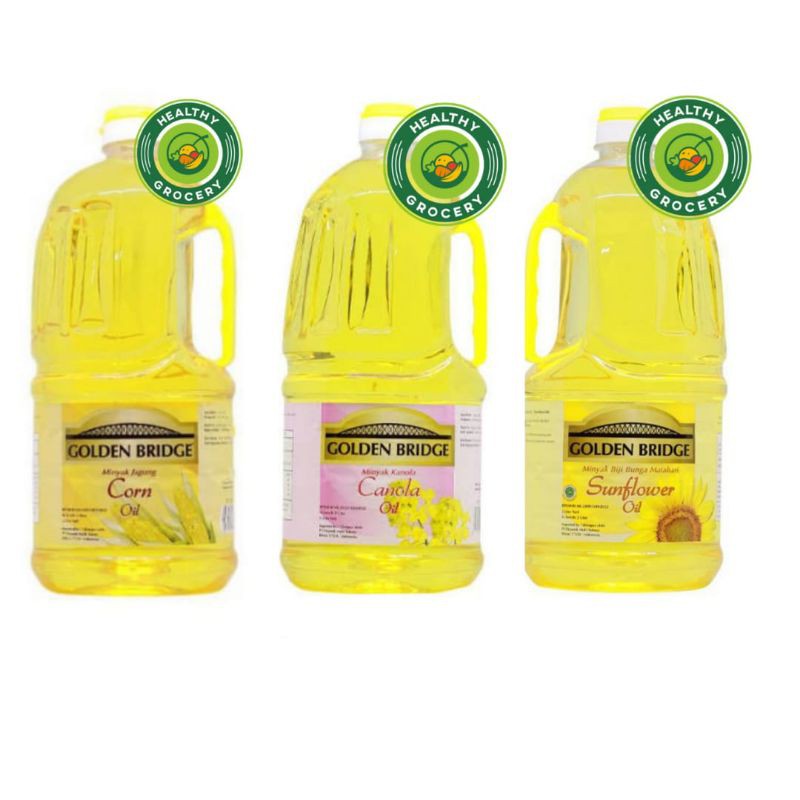 

Golden Bridge Oil 2 Liter / Canola oil / Sun Flower oil / Corn oil / Minyak Jagung / Biji Munga Matahari / minyak canola / GOLDEN BRIGDE / MINYAK SEHAT / MINYAK MPASI / minyak goreng / LEMAK TAMBAHAN MPASI