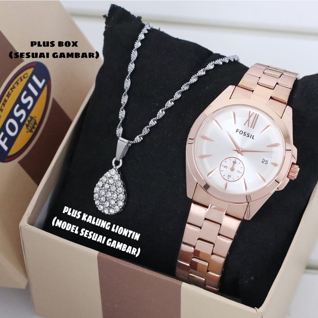 Jam Tangan Wanita Fashion S31303L Tali Rantai Tanggal Detik Bawah Aktif Free Box Exclusive Kalung &amp; Baterai