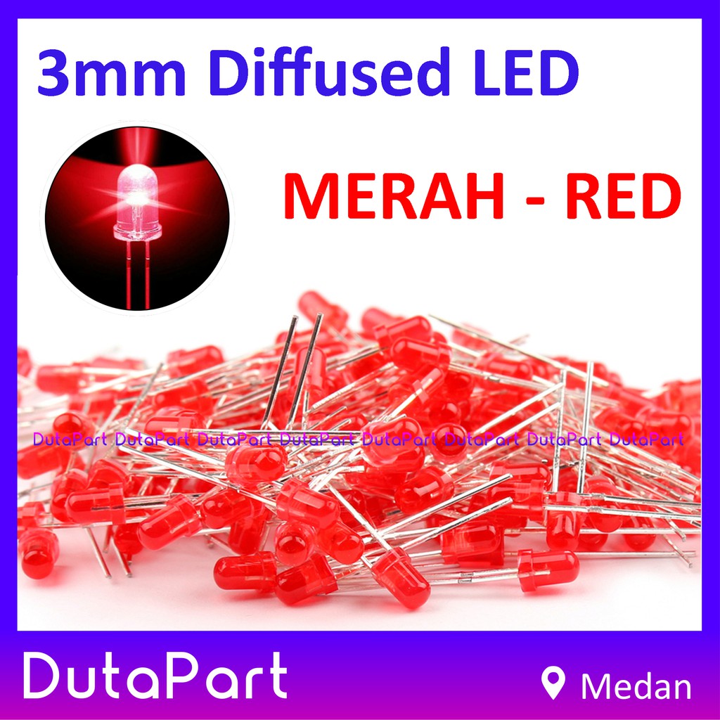 LED 3mm MERAH RED Diffused F3 LED Dioda KUALITAS BAGUS