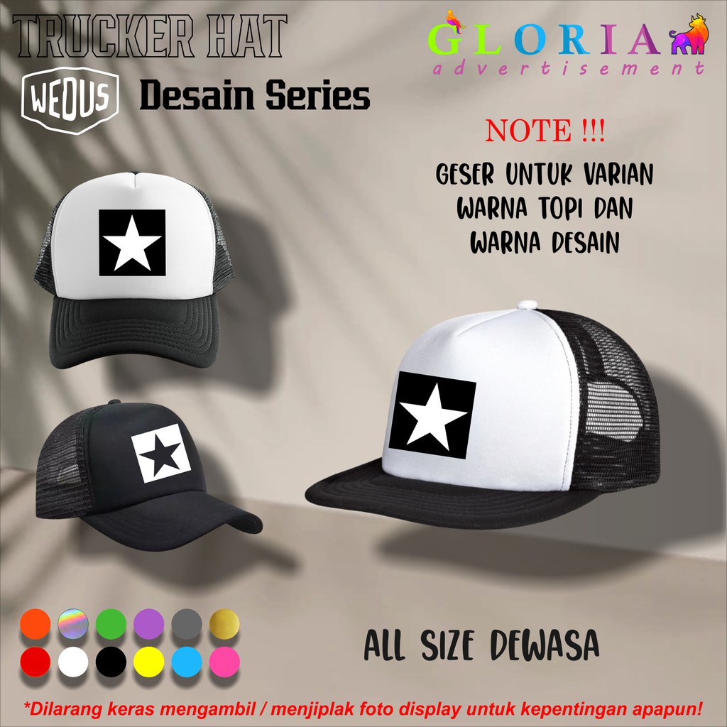 TOPI DESAIN BINTANG / STAR / TOPI TRUCKER PREMIUM DISTRO