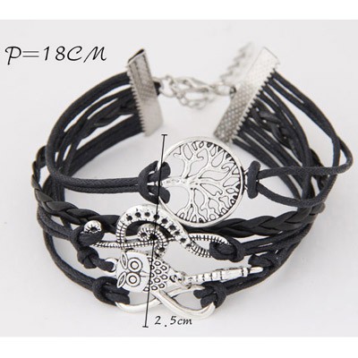 LRC Gelang Tangan Retro Coffee Metal Owl Shape Decorated Multilayer