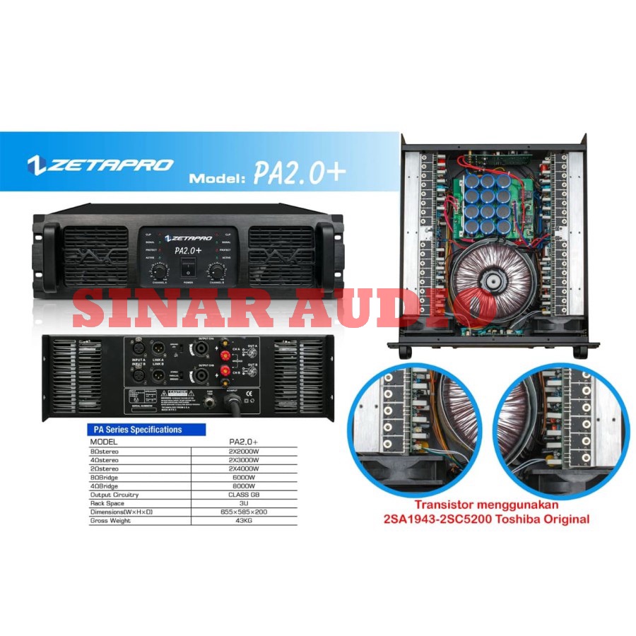 POWER AMPLIFIER ZETAPRO PA 2.0+ CLASSGB ORIGINAL 6000 WATT PA 2.0 PLUS