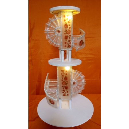 Cake stand 3 tier wedding / dekorasi kue pernikahan pengantin/standar kue/hias/lampu/dudukan kue