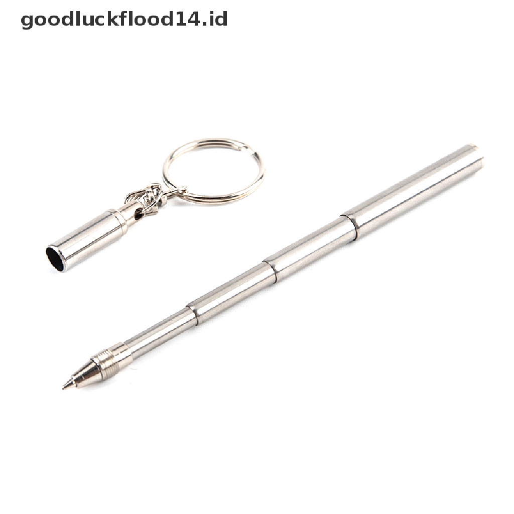 [OOID] Portable Telescoping Tool Pen Metal Key Ring Stainless Steel Keychain Gift ID