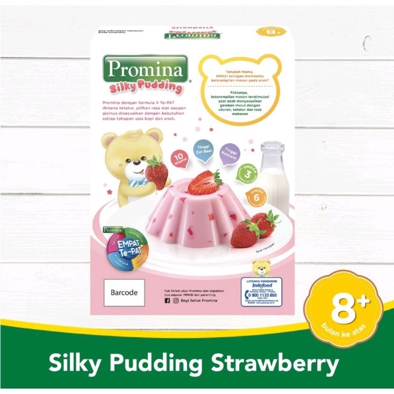 Promina Silky Puding Strawberry 8M+/ Makanan bayi -100gr