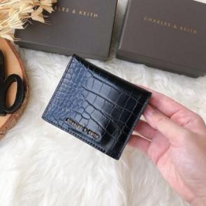 [48] DOMPET CARD HOLDER DOMPET KARTU DOMPET MINI CHARLES&KEITH CK CROCO PRINTED SHORT WALLET MINI FR