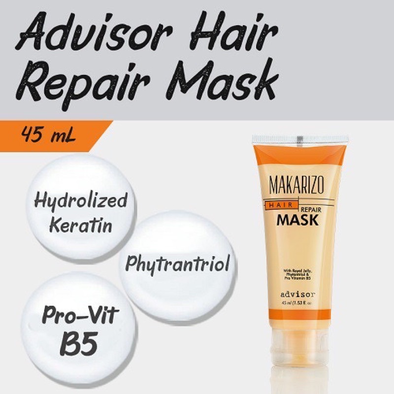 MAKARIZO Advisor Hair Repair Mask Indonesia / Energy Fibertherapy Conditioning Shampoo Scalp Creambath Easy Straight Scentsations Fragrance Vitaglitz Vitacaps Vitamax Rebonding / Shampo Sampo Kondisioner Pelurus Tonic Serum Vitamin Perfume Mist Rambut