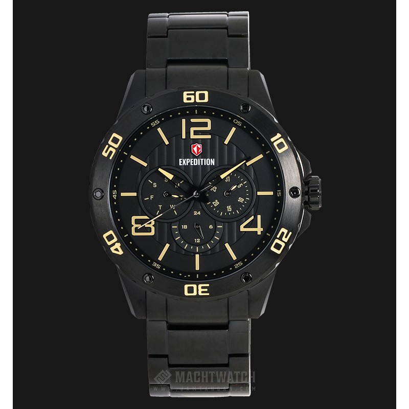 Expedition EXF-6719-MFBIPBAIV Man Black Pattern Dial Black Stainless Steel