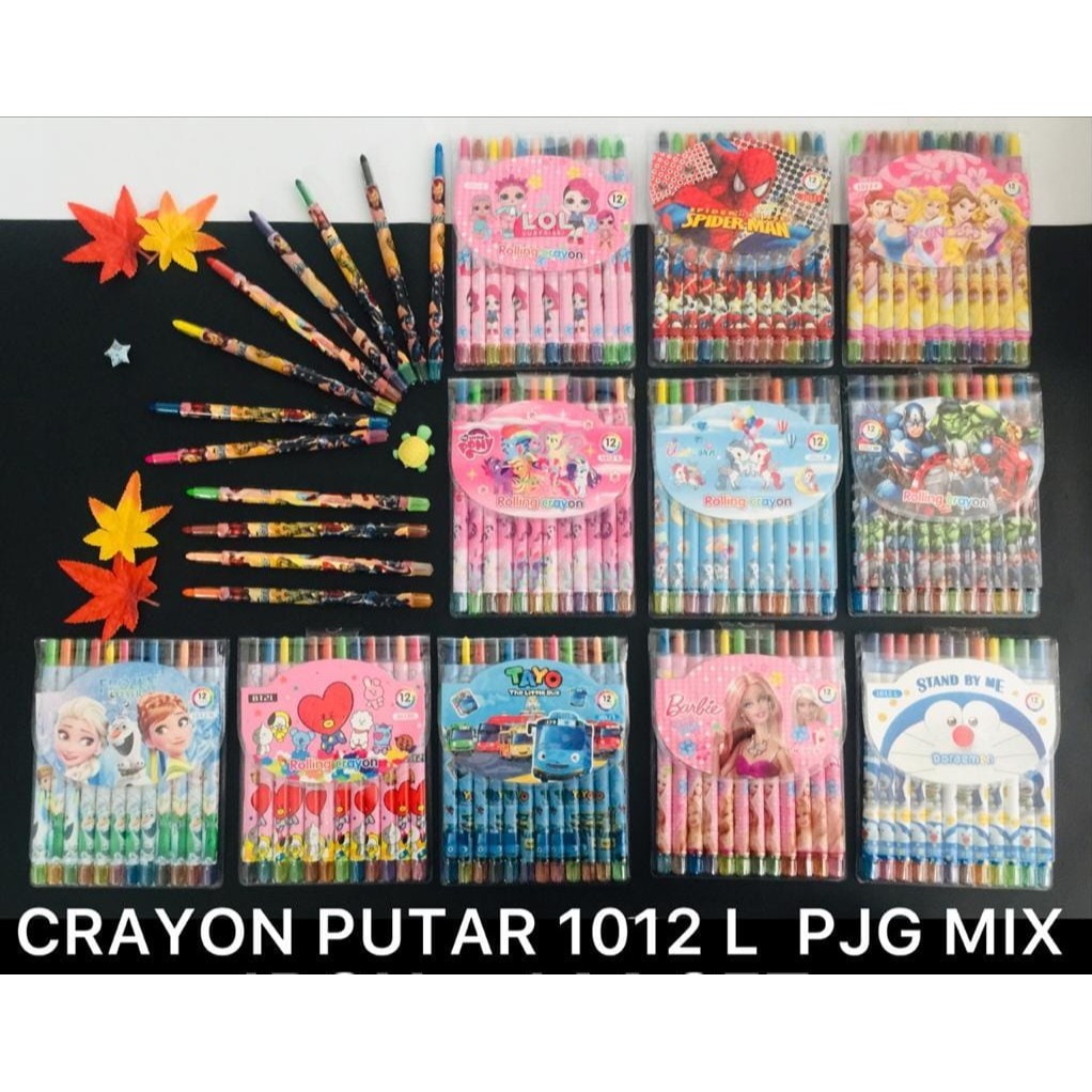 

CRAYON PUTAR PANJANG ISI 12 WARNA FANCY KARAKTER KARTUN. KUALITAS PREMIUM NON TOXIC
