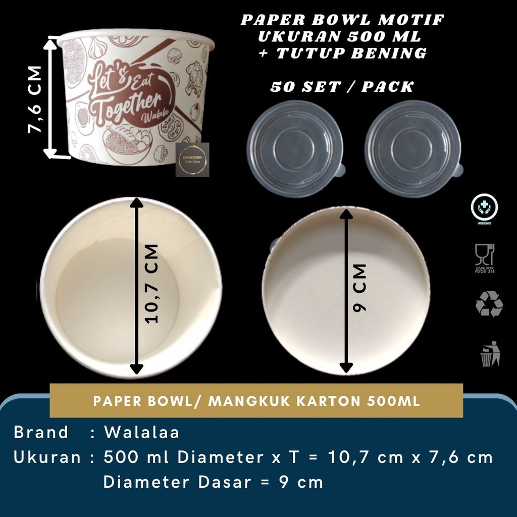 Jual Paper Bowl Rice Bowl Mangkok Kertas Ml Tutup Walalaa