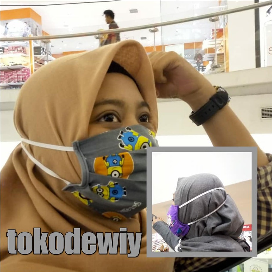  MASKER  KARAKTER KAIN  KATUN ORIGINAL TALI  KARET  SILANG 