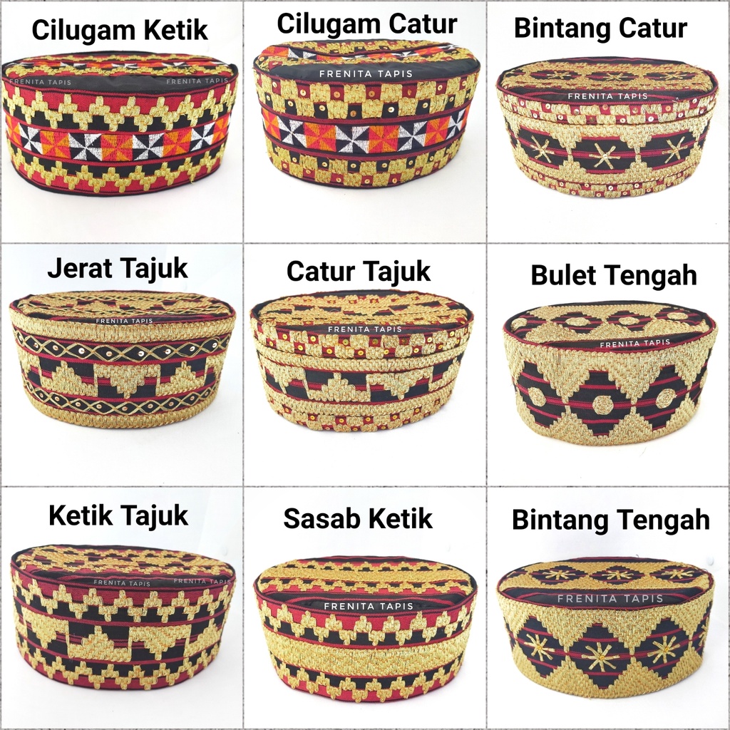 [BISA COD] Peci Tapis Asli Lampung Kain Tenun Hitam Sulaman