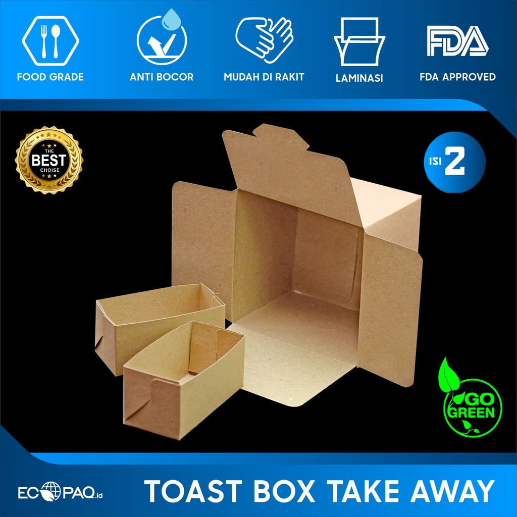 Kotak Box Dus Take Away -Toast Roti Bakar (model Janji Jiwa) - isi 2 (30 pcs)