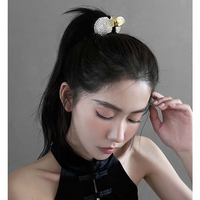 Jepit Rambut Ponytail Bentuk Bola Bulat Warna Emas / Silver Gaya Korea Untuk Wanita