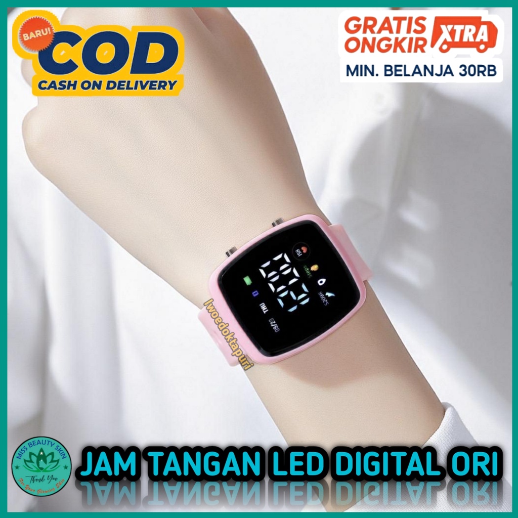 COD Jam Tangan Wanita Pria Led Digital Premium Water Resisten Anti Air Original Rubber Keren Fashion Korea Import Kekinian Couple Untuk Hampers Anak Remaja &amp; Dewasa Laki Perempuan Promo Murah Grosir