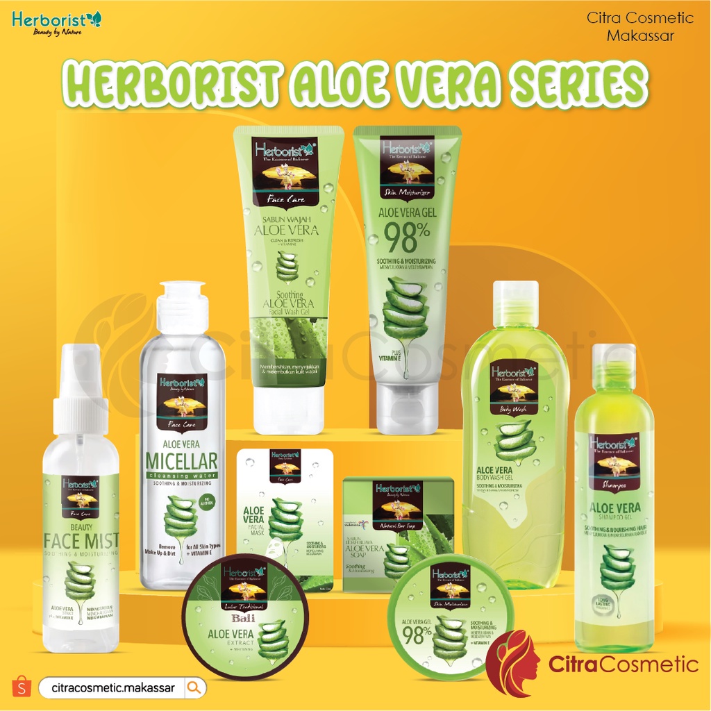 Herborist Aloe Vera Series | Aloe Vera Gel 200 Gr | Lulur Aloe Vera | Face Mist | Micellar Water | Facial Wash