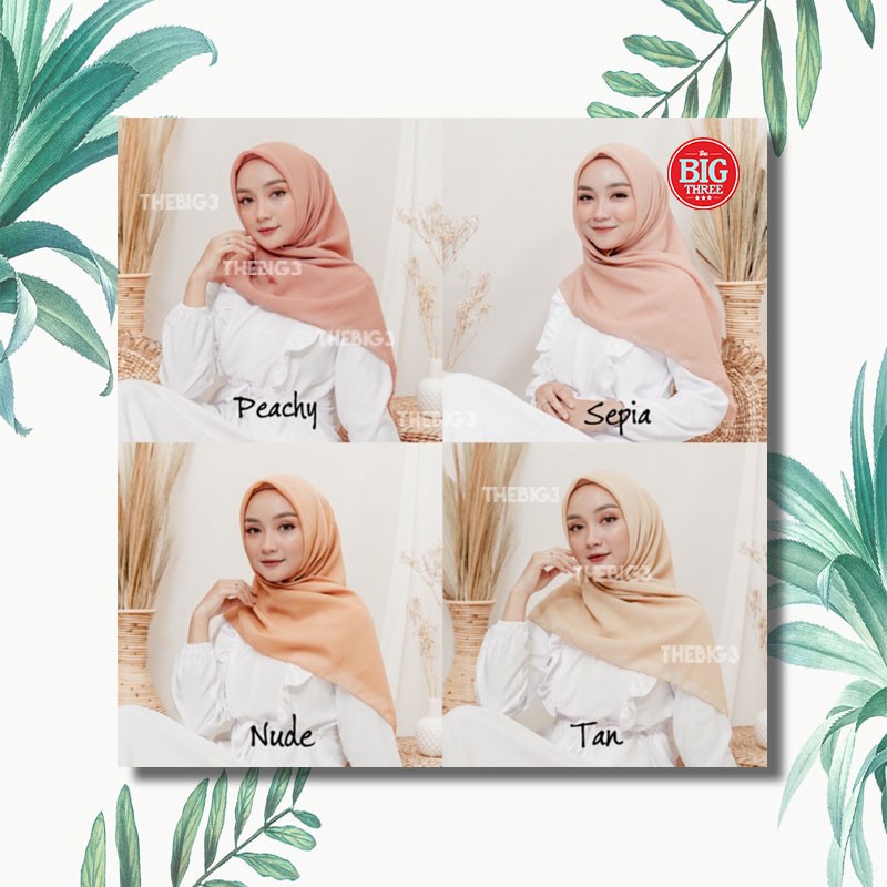 Hijab Bella Square New - jilbab segi empat / segiempat warna coklat tan TBT