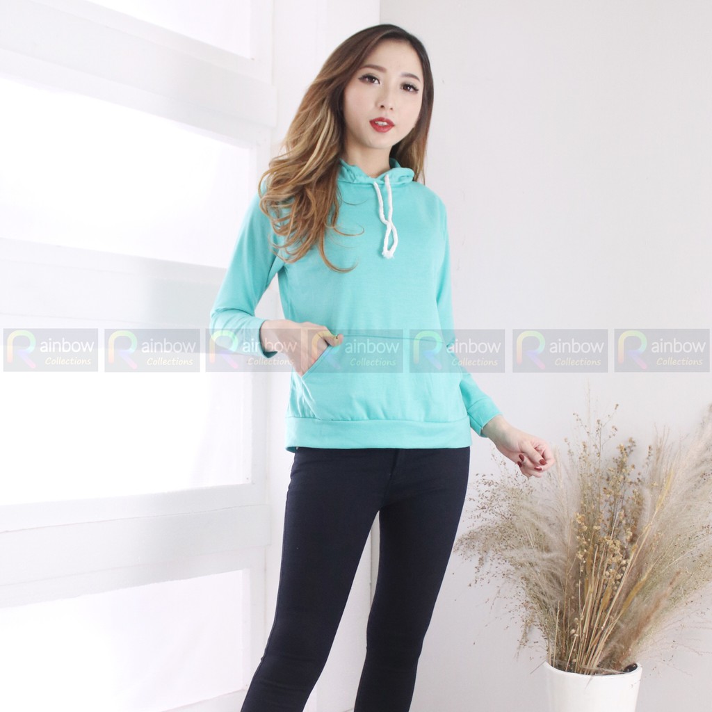 SWEATER KANTONG POLOS HOODIE JUMPER WANITA