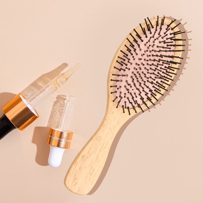 JD Wooden Fluffy Hair Combs Hair Brush-soft material Round Medium Hair brush