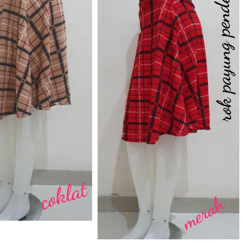 ➽ TERBARU Rok Payung Pendek Wanita Motif Kotak ♣