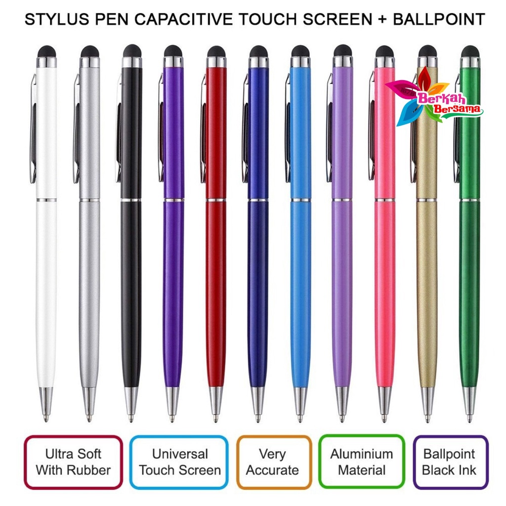 STYLUS PEN UNIVERSAL 2IN1 BALLPOINT PULPEN PENA SMARTPHONE HANDPHONE HP TOUCHSCREEN TOUCH SCREEN SENSITIVE TABLET CAPACITIVE BB5893