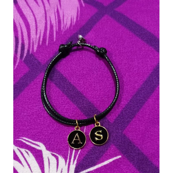 ZaphiraStore |GELANG COUPLE INISIAL EPOXY 1 GELANG 2HURUF/ GELANG TALI DOBEL HURUF