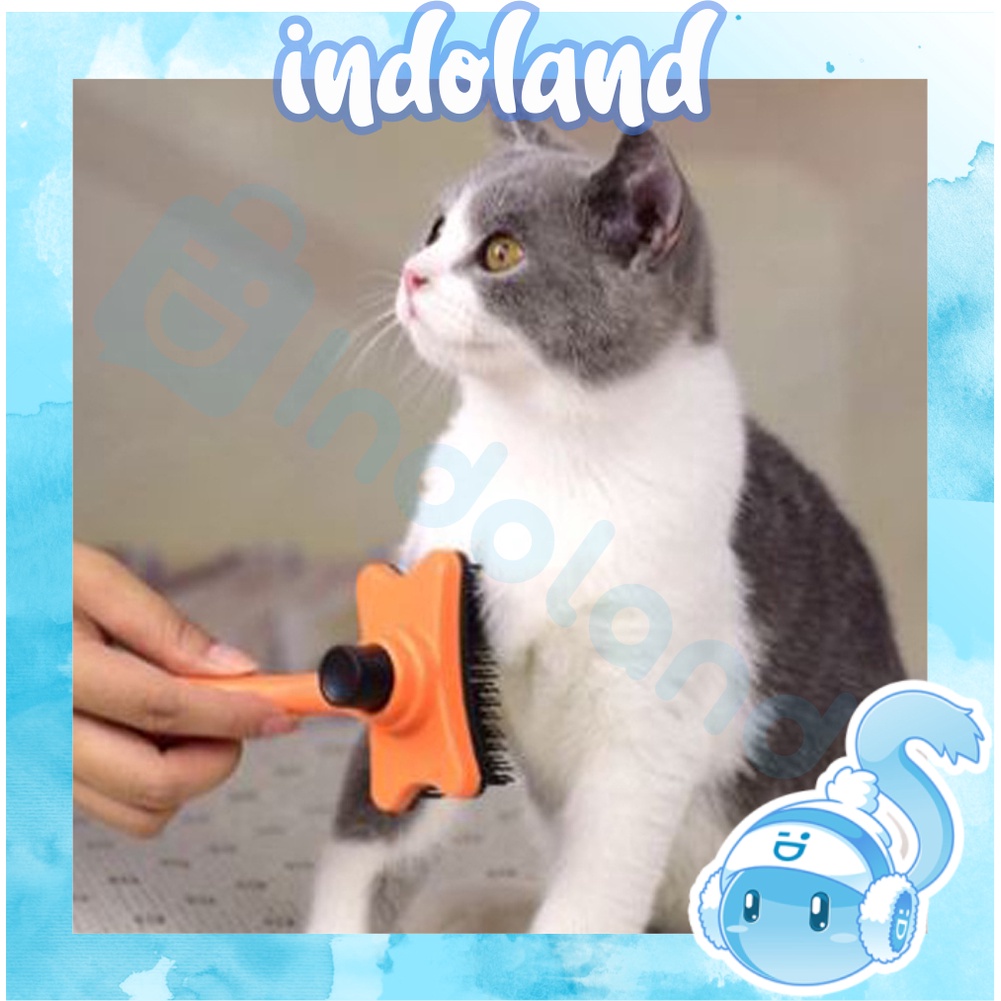 ☀ INDOLAND ☀  Sisir Grooming Brush Anjing Kucing Kelinci Self Quick Cleaning Tombol R752