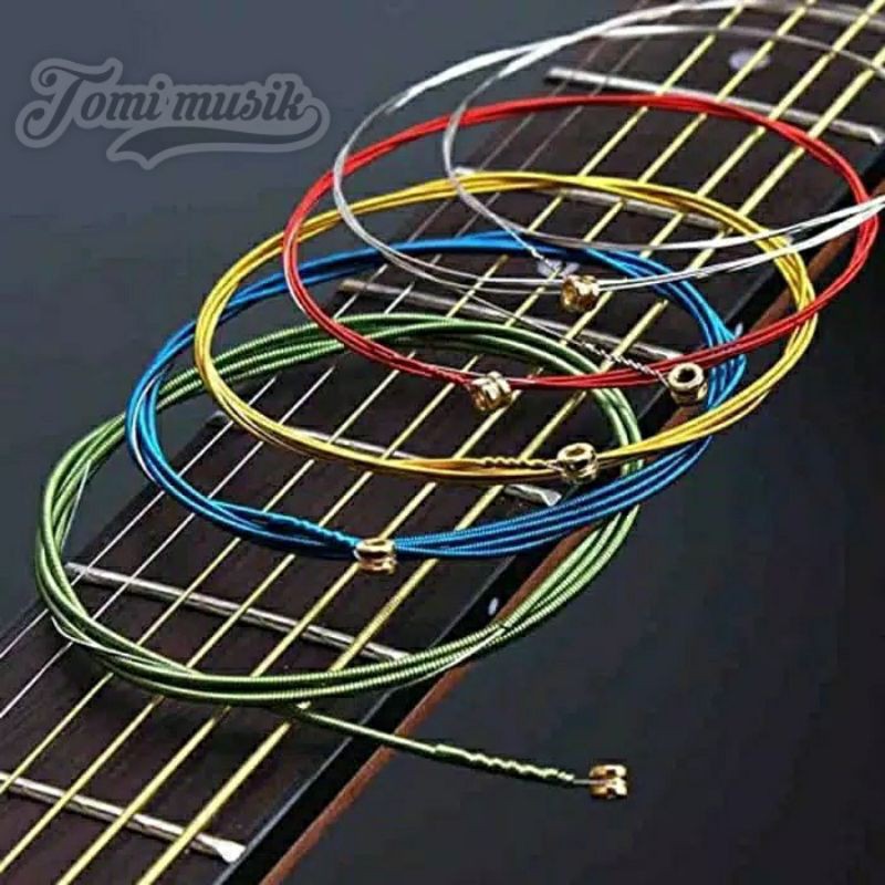 senar gitar akustik strings unpacking warna warni