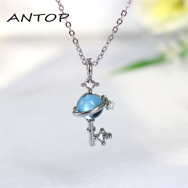 Korean Style Silver Star Key Planet Pendant Necklace For Women ANTOP