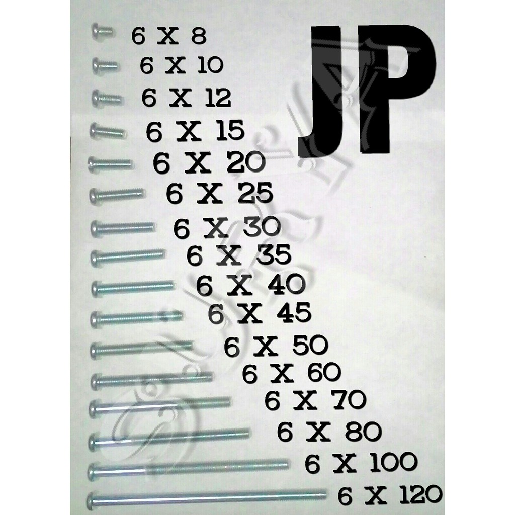 Baut Obeng JP M6 x 8 Obengan + Plus Silver